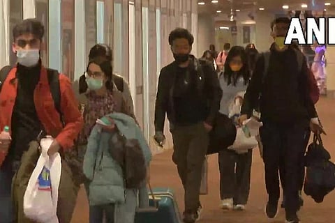 Indian students back home. Image Courtesy: Twitter - @ANI