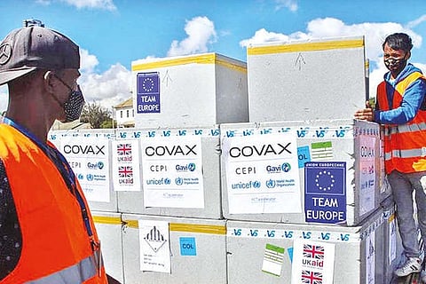 Consignment of the vaccine doses under the COVAX scheme.