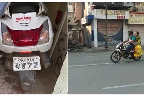 The complainant shared the photograph of the number plate of his two-wheeler with ANI.(ANI, Twitter/