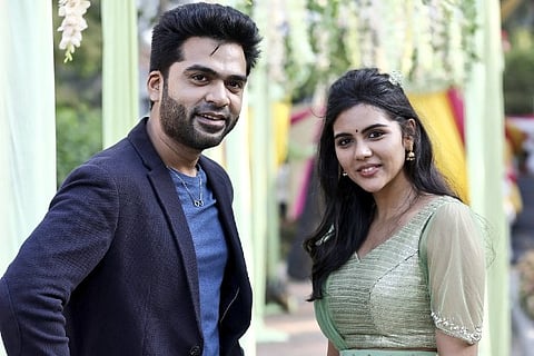 Silambarasan with Kalyani Priyadarshan in 'Maanaadu'. File photo
