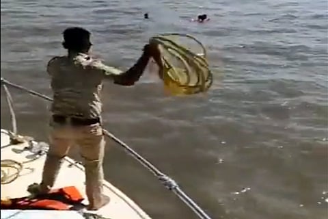 A team of Coastal Police and Colaba Police rescued a woman tourist who was drowning in the sea