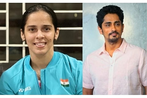Actor Siddharth and Badminton player Saina Nehwal (Image Courtesy: IANS)