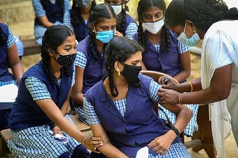 School students getting vaccinated