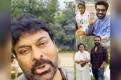 Chiranjeevi, Ram Charan in video call.