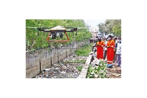 A drone during trial run