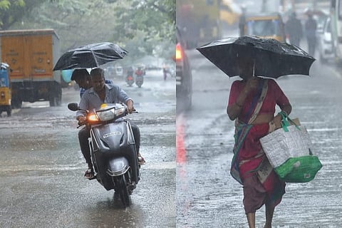 People wade through a heavy dowpour of rain in Chennai (Image credit: Justin George)