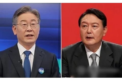 DP candidate Lee Jae-myun People Power Party candidate Yoon Suk-yeol g , (Image Courtesy: IANS)