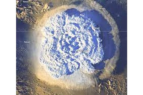 Satellite image of the eruption. File photo