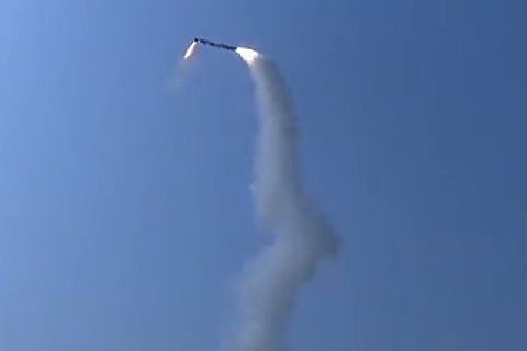 The missile getting launched. Image courtesy: Twitter screengrab - @DRDO_India