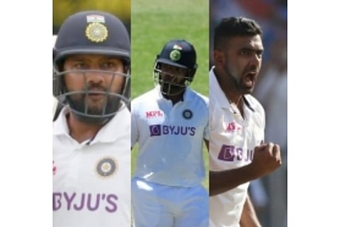 Indian Cricketers Rohit Sharma, Rishabh Pant and Ravichandran Ashwin (Image Credit :IANS)
