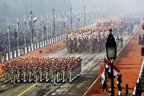Indian soldiers march during the Republic Day parade (Credit: Reuters)