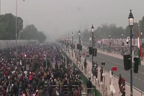 Republic day full-dress rehearsal underway at Rajpath, Delhi (Image Courtesy: ANI)