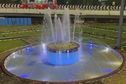 One of the artificial fountains