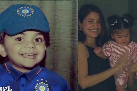 (Left: Virat Kohli, Right: Actor Anushka Sharma and baby girl Vamika)