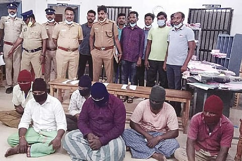 The six accused in police custody