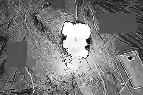 The UAE Air Force bombs a ballistic missile launcher (Credit: Twitter/@modgovae)