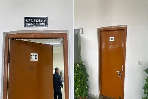 The cabin of RPN Singh in Congress headquarters before and after (Image Courtesy: ANI)