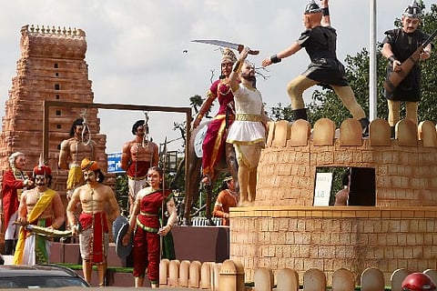Tamil Nadu's tableau displaying Queen Velu Nachiyar