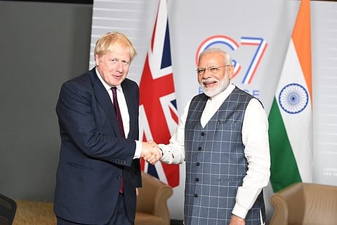 UK PM Boris Johnson and Prime Minister Narendra Modi