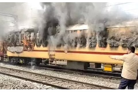Train set on fire in Bihar over railways exam