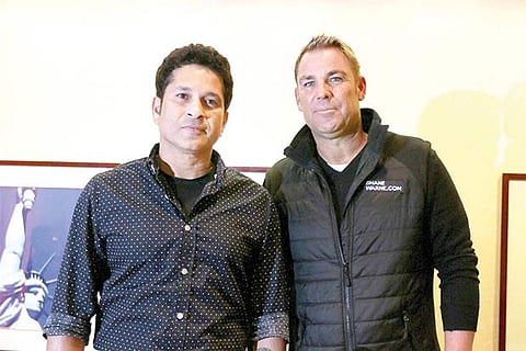 Sachin Tendulkar with Shane Warne