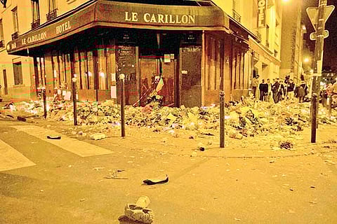 Belongings seen in front of Le Carillon Hotel