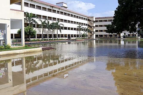 The innundated premises of a private school in Nerkundram- Photo: J GNANA JAIN
