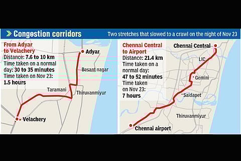 Rain-hit roads that brought Chennai to a halt