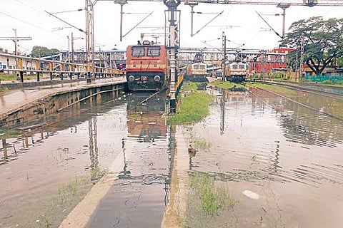 Train services, which were suspended due to water logged tracks, resumed