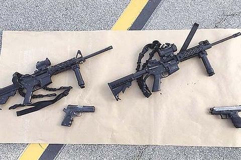 Weapons confiscated from the shootout site in California