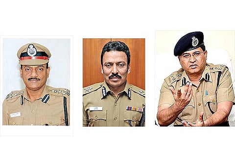 (From left to right) G Sambandham IPS, M Ravi IPS and Sanjay Kumar IPS