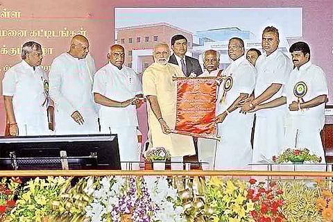 Prime Minister Modi at the inauguration of ESIC Medical College and Hospital building in Coimbatore