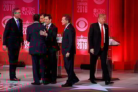 US presidential candidates Trump, Bush, Carson, Cruz, Rubio and Kasich
