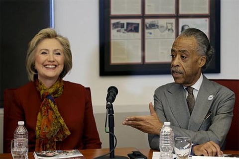 Presidential candidate Clinton with Al Sharpton of National Action Network