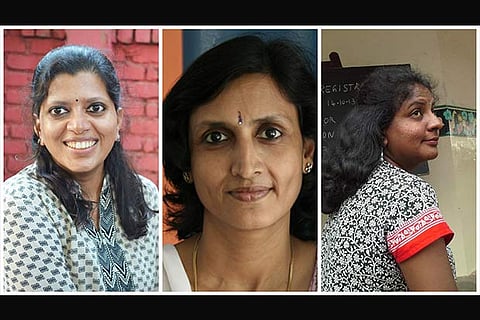 Kavitha Muralidharan (left), Uma Vangal (centre), Kavin Malar (right)