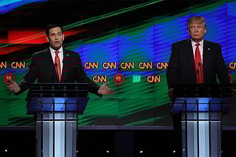 Marco Rubio (left,) and Donald Trump (right)