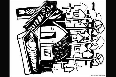 A drawing by artist and social activist Veera Santhanam (Image source: www.anikartick.blogspot.in)