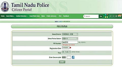 FIR is not reflected in the TN police website