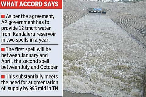 File photo of Krishna water entering Tamil Nadu