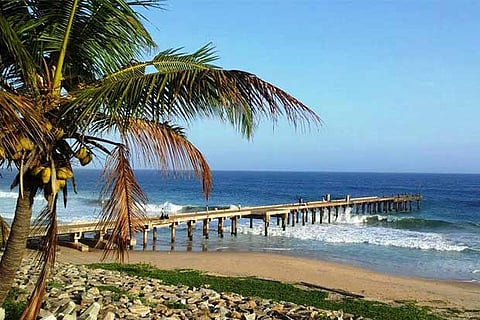 The jetty at Colachel where the port project is to come up