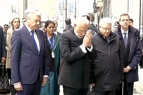 Prime Minister Narendra Modi paying tribute to the victims of Brussels attack (Image: ANI, Twitter)