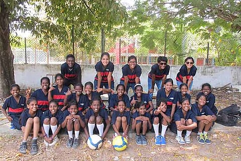 Children participating in the Kicking Ahead projected initiated by Rotary Club of Madras
