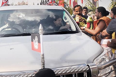 J Jayalalithaa during her visit to Vridhachalam