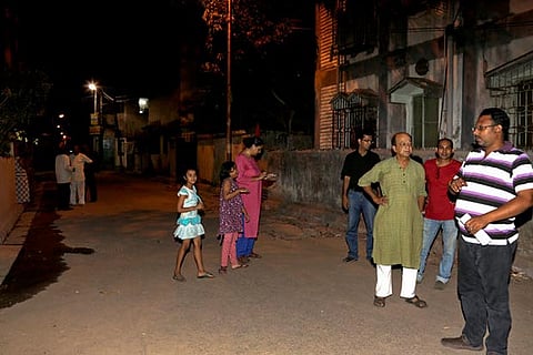 People came out of their houses after the quake struck Myanmar