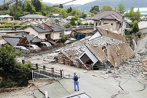 Destroyed houses in southern Japan on Saturday