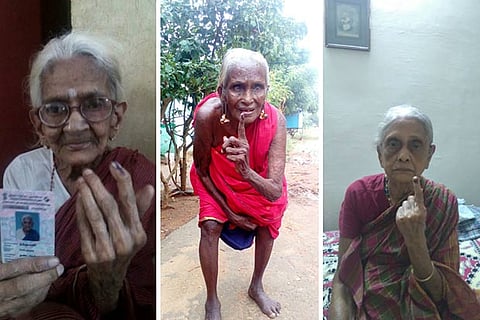 (From left) Rukmini, Paramathal and Rukmaniammal