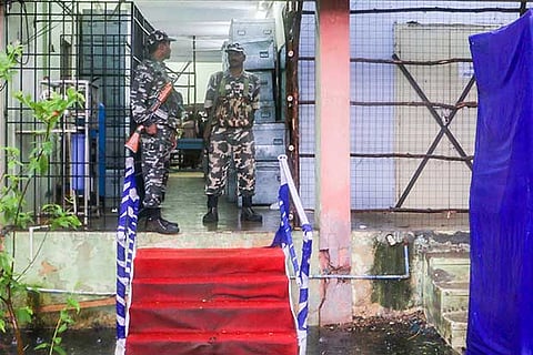 File photo of personnel at the Queen Mary?s College counting centre