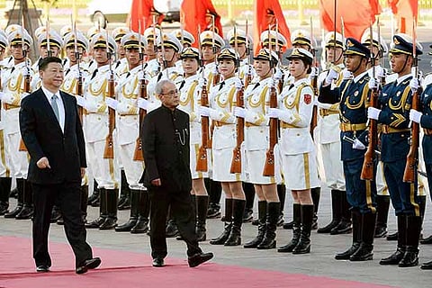 President Pranab Mukherjee with Chinese President Xi Jinping