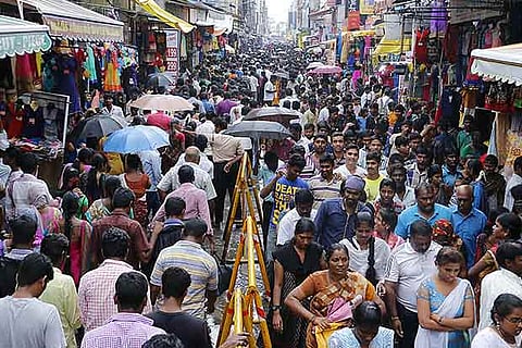 The busy Ranganathan street, which is going to be the test site for Chennai?s Smart City plan