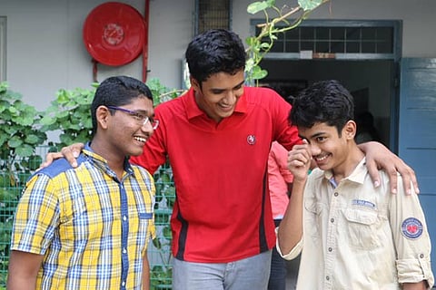 Three of the toppers of DAV Boys Senior Secondary School, who scored 10 CGPA (Photo: Justin George)